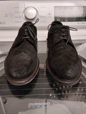 Hugo Boss Black Suede Wingtip Oxford Shoes - Classic Dress Casual